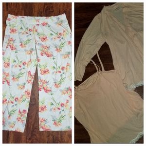 Motherhood maternity nursing nightie top, robe And Pants Set size XL